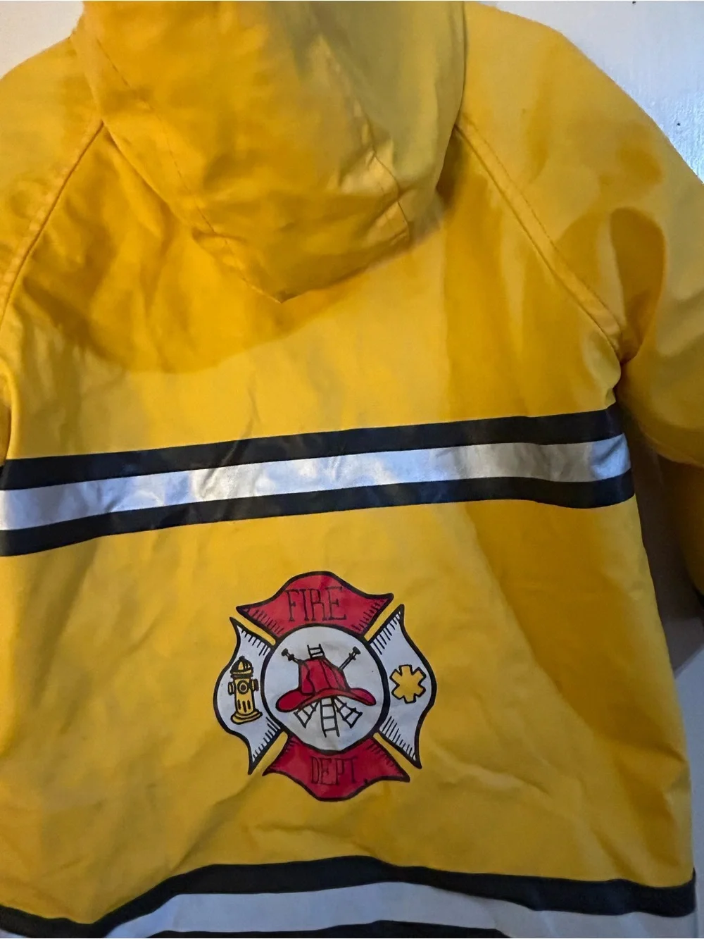 Kids Yellow Firefighter Raincoat with Reflective Stripes 3T